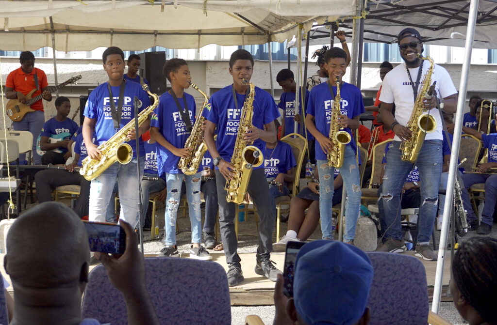 Members of the Food For The Poor Band Camp saxophone section added a playful touch to their performance of Dennis Brooks’ Should I Have Faith In You during the graduation ceremony held on Thursday, August 21, 2025.